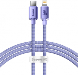 Cablu de date si incarcare USB Type-C la Lightning Crystal Shine 20W 2m lungime Mov 