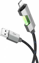 Cablu de date si transfer date USB A la Lightning Regent Colorful protectie transparenta U123 1.2m lungime Negru 