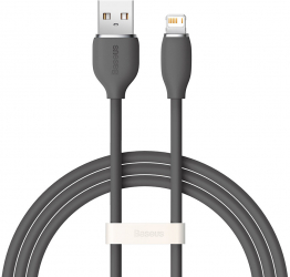 Cablu de Date USB la Lightning 2.4A 1.2m Jelly Liquid Silica Gel C914 Black 