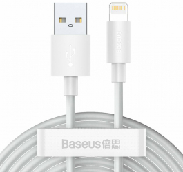 Cablu de Date USB la Lightning Fast Charging 2.4A 480Mbps 1.5m set 2 C730 White 