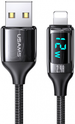 Cablu de Date USB la Lightning PD 12W Digital Display Fast Charge 1.2m U78 C996 Black 