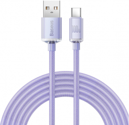 Cablu Incarcare si Transfer Date USB la Type-C Putere 100W Nylon Lungime 2m C391 Purple 