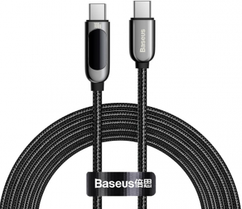 Cablu Incarcare si Transfer Date Type-C la Type-C Putere 100W Nylon Fast Charging Lungime 1m C445 Negru 