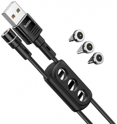Cablu Incarcare si Transfer Date USB-A Compatibil Lightning Aluminiu Type-C Micro-USB Putere 20W 2.4A Lungime 1.2m C195 Negru 