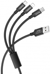 Cablu Incarcare si Transfer Date USB-A la Type-C Aluminiu Micro-USB Compatibil Lightning 2A Lungime 1m C231 Negru 