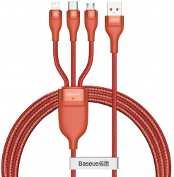 Cablu Incarcare si Transfer Date USB Compatibil Lightning Aluminiu Micro-USB Type-C 66W Lungime 1.2m C407 Portocaliu