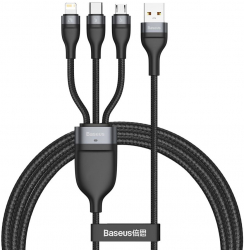 Cablu Incarcare si Transfer Date USB Compatibil Lightning Aluminiu Micro-USB Type-C 66W Lungime 1.2m C409 Gray 