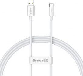 Cablu Incarcare si Transfer Date USB la Type-C 65W Silicon Lungime 1m C71 Alba 