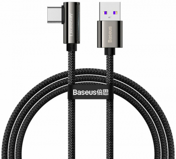 Cablu Incarcare si Transfer Date USB la Type-C 90° Angle Nylon Fast Charging 66W Lungime 1m C29 Negru 