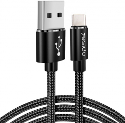 Cablu Incarcare si Transfer Date USB Type-C Aluminiu 2.4A Lungime 1.2m C527 Negru 