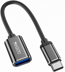 Cablu OTG USB Type-C la USB A 2.0 15cm Negru 