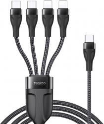Cablu Type-C la 2 x Compatibil Lightning Aluminiu 2 x Type-C Lungime 1.2m 4A C9 Negru 