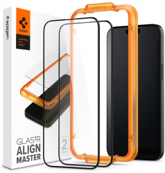 Folie de protectie compatibila cu iPhone 15 Pro set 2 Glass.TR Align Master H87 Secure Glass Negru 