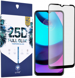 Glass shield Display pentru Motorola Moto E20 Precision Fit 2.5D FullGlue Glass I844 Protective glass Deep Dark 