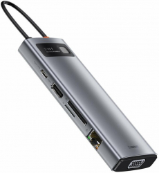 Hub 3xUSB 3.2 2xType-C VGA HDMI SD/TF Card Reader RJ45 S318 Grey 