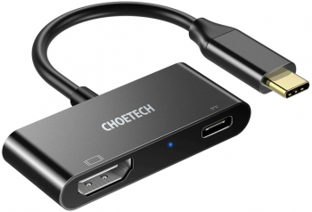 Hub cu conector USB Type C cu 1x port USB Type C Power Delivery si 1x port HDMI Negru 