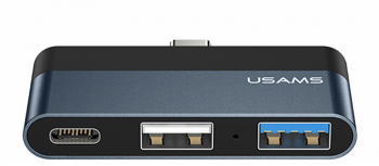Hub Type-C la 2xUSB Type-C 60W S523 USAMS mini US SJ490 S523 Dark Gray 