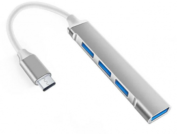 Hub USB Type-C la 3x USB-A 2.0 si 1xUSB-A 3.0 12cm lungime Gri