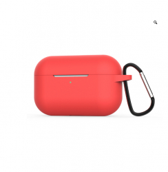 Husa de inalta calitate din silicon rosu pentru AirPods PRO echipata cu suport snur si carabina de sigurant 