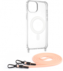 Husa Protectie pentru iPhone 15 Plus Grip Pro Acrylic MagSafe Crossbody G89 Termoplastic Roz 