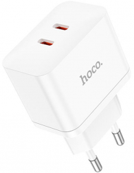 Incarcator de Retea 2x Type-C 35W + Cablu Type-C Compatibil Lightning I36 Alba
