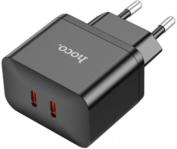Incarcator de Retea 2x Type-C 35W + Cablu Type-C Compatibil Lightning I38 Negru 