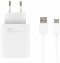 Incarcator priza Xiaomi USB A mama Fast Charge 33W cablu USB A la USB Type-C inclus 1m lungime Alb 