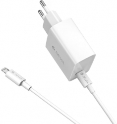 Incarcator retea Devia ompatibil cu produsele Apple include cablu Lightning-Type-C de 1 m Fast Charge 20W Alb 