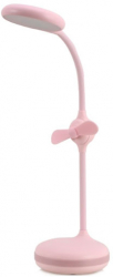 Lampa LED de birou cu mini-ventilator 4W 30 cm ABS + PC Roz