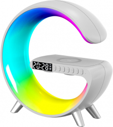 Lampa RGB Inteligenta cu Incarcare Wireless 15W Boxa Bluetooth Mod Rasarit pentru Trezire Usoara Fabricata din Materiale de Calitate ABS 