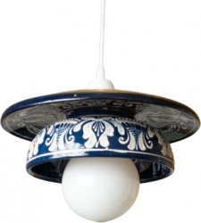 Pendul Deco Republic Strachina albastra E27 1x60W ceramica autentica Corund 
