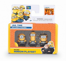 Set 3 mini-figurine Despicable Me cu Playset 3 x 1.8 cm model Jailtime Tim Carl Dave 4+ ani Multicolor 