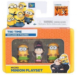 Set 3 mini-figurine Despicable Me cu Playset 3 x 1.8 cm model Tiki Time 4+ ani Multicolor 