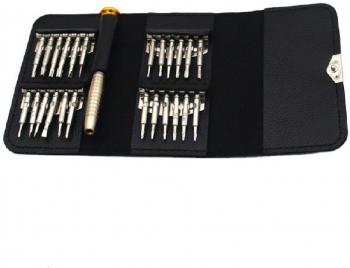 Set de surubelnite profesionale TORX 24 biti si o surubelnita etui depozitare piele ecologica otel crom-vanadiu Negru