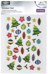 Set stickere decorative cu Brad si Globuri 3D Autentic 40 piese 