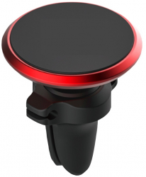 Suport auto magnetic pentru telefon mobil universal si cu prindere pe ventilatie - Negru-Rosu 
