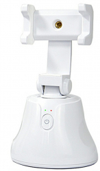 Suport de telefon cu camera inteligenta rotire 360 de grade si urmarire faciala culoare alba 