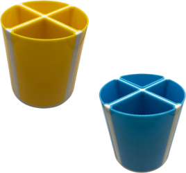 Suport Plastic Pentru Instrumente De Scris Cilindric 4 Compartimente Kejea - Culori Asortate 