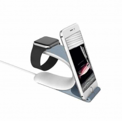 Suport si stand pentru Apple Watch si iPhone Alb/Gri 