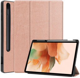 Husa Cu Grad Ridicat de Protectie pentru Tableta Samsung Galaxy Tab S7 Plus/S8 Plus/S7 FE Ergonomic FoldPro N77 Nanotextil Rose Gold 