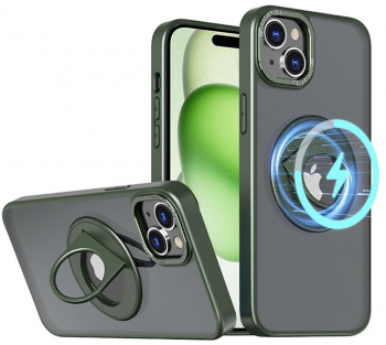 Husa Protectie pentru iPhone 15 Lightweight MagSafe Ghost Holder Series G477 Metal Matte Verde 