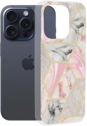Husa Protectie pentru iPhone 15 Pro Lightweight Marble Series G707 Termoplastic Roz Hex 