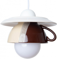 Pendul Afternoon tea E27 1x60W bol + farfurie ceramica crem-maro 