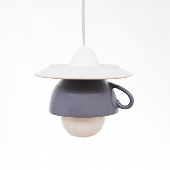 Pendul Deco Republic Afternoon tea E27 1x60W bol + farfurie ceramica gri 