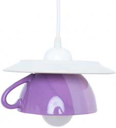 Pendul Afternoon tea E27 1x60W bol + farfurie ceramica lila-mov 