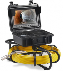 Camera inspectie endoscop Vevor Profesional Monitor mare color HD 9&rdquo Lungime 91.5 m IP68 12xLed pentru conducte 