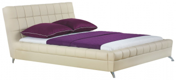 Pat cu somiera HM Bonita piele ecologica 160x200 bej 