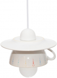 Pendul Afternoon tea E27 1x60W bol de supa cu decor pastel + farfurie asortata 