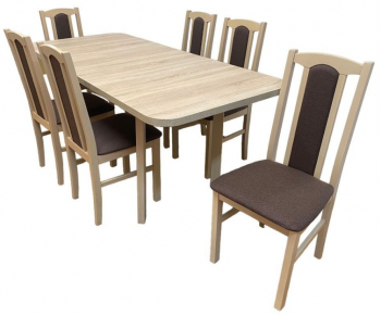Set masa DM2P Varus si 6 scaune DM7 Boston stejar sonoma 76x80x140/180 cm 