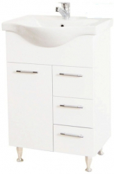 Baza si lavoar baie GN1531 - 55 cm alb cu sertare 